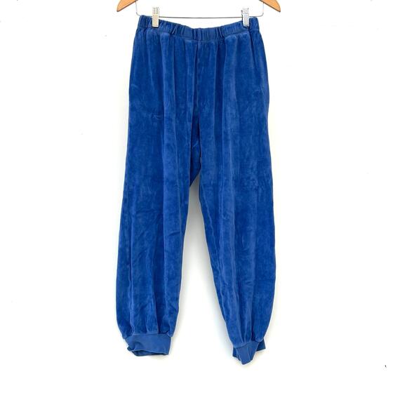 Suzi Kondi Blue Velour Jogger Track Pants Sweats Small Pull On Comfort Velvet - Picture 2 of 9